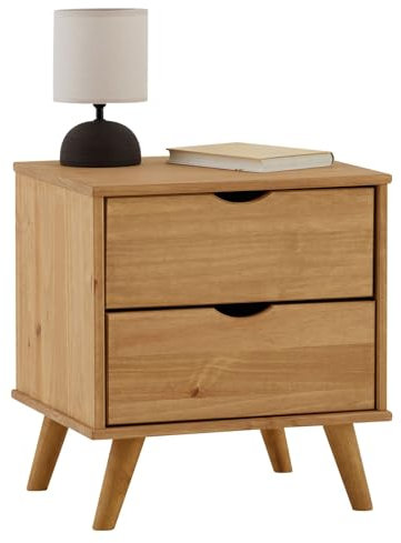 Nachttisch Colima, 2 Schubladen, Massivholz Kiefer, ideal für Boxspringbetten, Natur