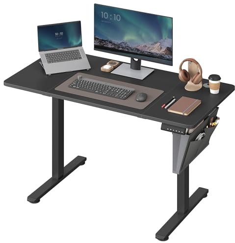 SONGMICS Höjdjusterbart elektriskt skrivbord, 120 x 60 cm, stående, 4-höjds minnesfunktion, för kontor, hemmakontor, kontor, svart LSD132B01