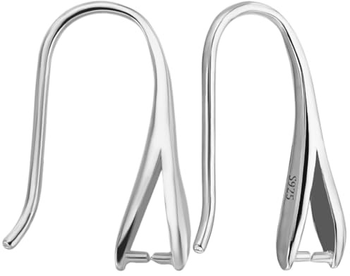 Beebeecraft 1 Box 2 Paar Ohrhaken Rhodiniert 925 18.5 Mm Ohrringhaken Aus Sterlingsilber Mit Klemmbügeln Für Die DIY Schmuckherstellung