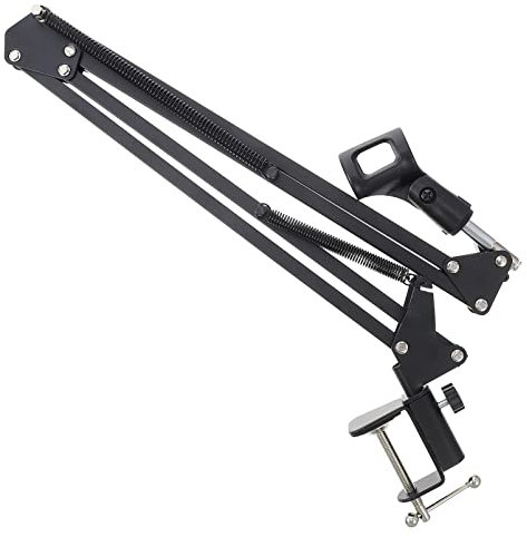 1-teiliger Montage-Rundfunkständer und Boom-Mikrofon, universeller Performance-Desktop für Fernseher, Metall, Sprache mit Rack, Radio-Clip, Schere, Karaoke, Schwarz, Aufnahme, vers