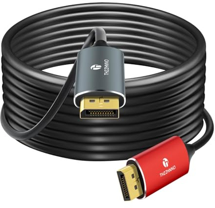 Thzzhnno Câble Fibre Optique DisplayPort 4K 8K 75M, DP vers DP 1.4 8K@30Hz 4K@120Hz/144Hz, 2K@165Hz, 32.4Gbit/s Compatible HDR, G-Sync FreeSync pour Ordinateur Portable, PC, Moniteur