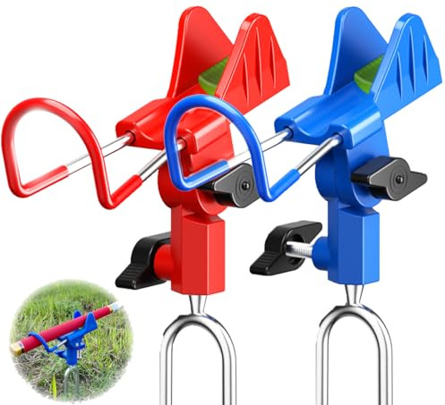 MOERDIFFER 2-in-1 Luminous Fishing Rod Holder, Stainless Steel, 360 Adjustable for Boat & Floor (Red/Blue)