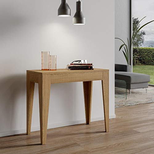 IMAGO FACTORY Isetta - Console extensible, table extensible, salle à manger, jusqu'à 198 cm, meuble console entrée moderne, table de cuisine extensible, fabriquée en Italie (chêne nature)