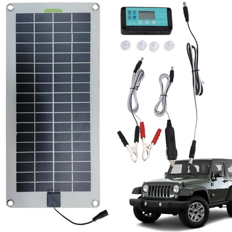 Car Solar Trickle Charger Kit - Solar Powered Charger, Portable 12v Battery Charger | Plug and Plaay Solar Panel Battery Charger Trickle Charging, 30w Solar Panel Car Van Boat Trickle for Automotives