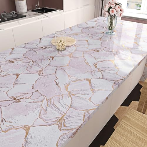 HotDecor Klebefolie Möbel Selbstklebende Tapete Rosa Gold Marmor Folie Arbeitsplatte Küche Abwaschbare Tapete Rosa Küchenfolie Selbstklebend für Schränke Tisch Moderne Tapeten Wohnzimmer 40cm X 200cm