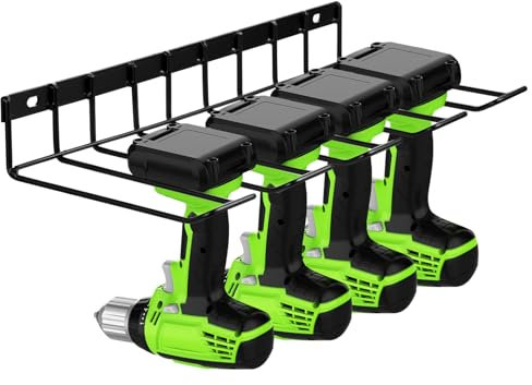 Power Tool Organizer Heavy Duty Drill Holder 4 Drill Holders Garage Storage Rack Metal Shelf Holder Floating Tool Shelfs for Garage Organization Workshop Pegboard Shed