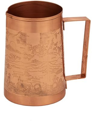 NKlaus Paradies 16154 Pichet en cuivre pur 1500 ml – Pichet à eau fait à la main avec gravure paradisiaque