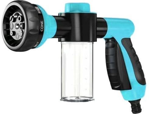 KOAHDE Dog Shower Sprayer Garden Hose Spray,Adjustable Foam Spray with Soap Dispenser,Garden Hose Spray Gun,8 Adjustable Patterns High-Pressure Hose Nozzle,Dog Shower High Pressure Foam Sprayer