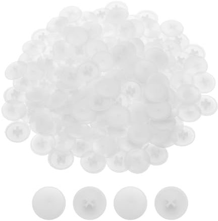 sourcing map Screw Cap Covers, 108Pcs 17mm - Plastic Self-lock Nut Screw Cap, Screw Decoration Cover for Phillips Cam Fitting Nut Self-tapping Screw, White