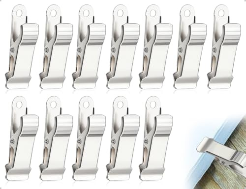 AOYEGIC 12 pezzi morsetti metallici, molla e coccodrillo, clip per tende, mollette, piccole, metalliche, per foto, vestiti, snack, artigianato (nicchioni bianchi, 4 * 1,3 cm)