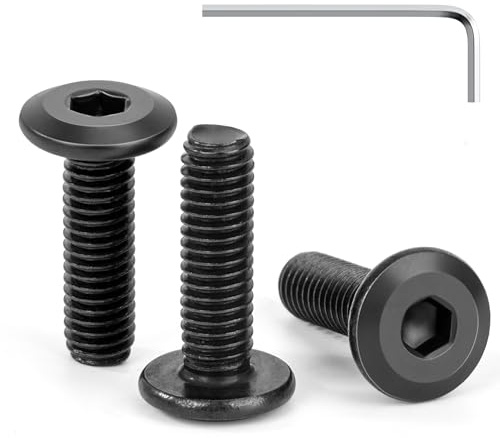 Tunejoy 30 Pièces Vis à Tête Plate M6 x 20 mm Noir Vis à Six Pans Creux en Acier Inoxydable A2 V2A Boulons de Meubles Hexagonale avec Clé Allen Filetage Complet