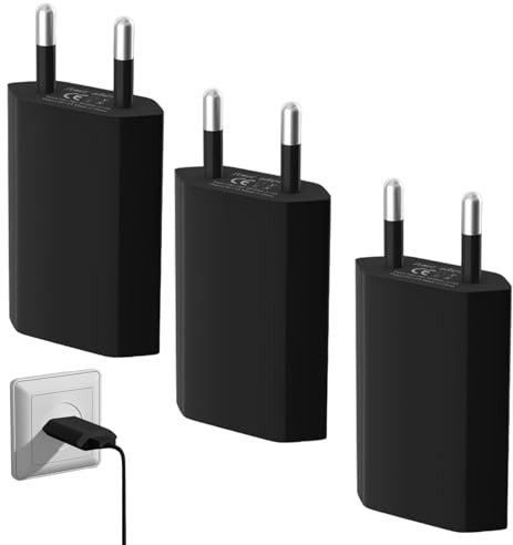 Prise USB, 3 Pièces Chargeur USB, Chargeur U S B 5V 1A, C hargeur 5V 1A, Daptateur U S B, Prise pour A pple, C hargeur U S B a, P Rise Secteur U S B, pour Phone, Pad, Smartwatch, écouteurs (Noir)