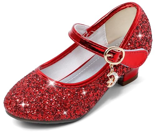 Cheerful Mario 5-10 Anni Scarpe Principessa Bambina Eleganti Glitterate Ballerine con Tacco per Ragazza
