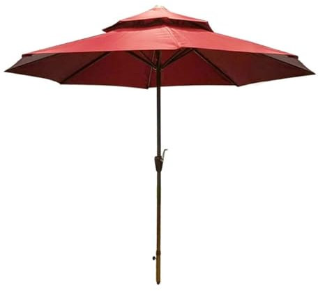 Parasol de terrasse extérieur, Parasol de terrasse, Parasol de Plage Respirant à Double Toit imperméable de 290 cm, Ouverture Facile par manivelle, Parasol d'extérieur pour terrasse de jardi