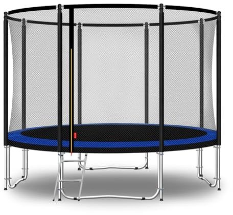 Baunsal® Trampolin Outdoor Ø 305 cm (FGOS) blau-schwarz als Komplettset Gartenspielzeug Kindertrampolin Gartentrampolin rund Garten Spielzeug für Kinder