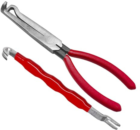 Electrical Disconnect Pliers 37960, Electrical Connector Separator 13120, Automotive Fuel Line Terminal Removal Tool, Spark Plug & Push Tab Style Connector Pliers, Car Electrical Tool Kit (Red)