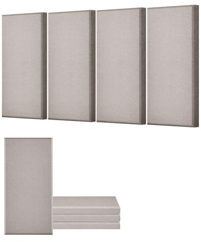 VEVOR Panneau Acoustique Mural Autocollant, Lot de 4, Panneaux Insonorisants Muraux en Fibre de Verre 60x30x5 cm, Isolation Phonique pour Home Cinéma, Studio, Bureau, Salle de Réunion, Couleur Camel