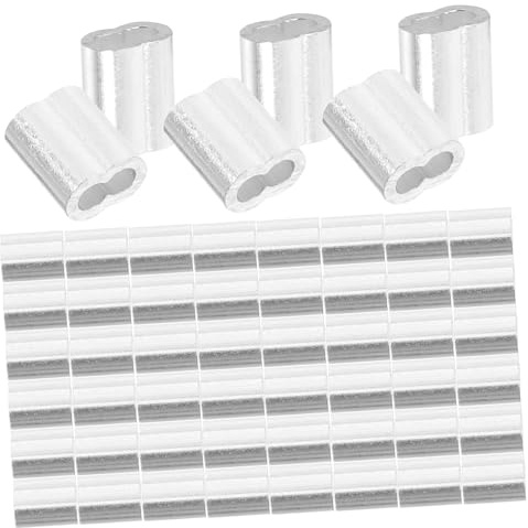ARTSEWPLY 200 piezas Abrazaderas de Cable Acero Doble Orificio Manguitos Aluminio Crimps para Cuerda Fijación Resistente Uso Múltiple