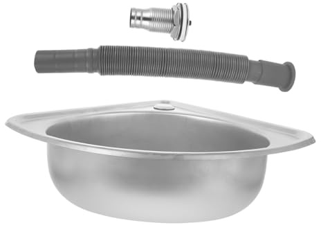 LABRIMP Petit Évier Cuisine Cuve en Acier Inoxydable 1 Set | Coin Compact, Forme Éventail à Bassin Simple, Design Multifonction et Installation Facile Style Aléatoire