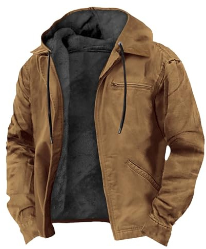 CHIACJYRSEDK Winterjacke Herren Warm Gefüttert Wintermantel Mit Kapuze Jacke Winter Jacket Men Übergröße Dicke Arbeitsjacke Männer Mit Reissverschluss Thermo Outdoor Herren-Jacken
