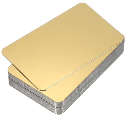 PATIKIL 0.8mm Edelstahl Metall Visitenkarten 12er Pack Spiegelblanke Namenskarten Laser Gravur Für DIY Geschenkkarten Gold