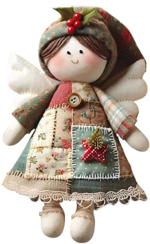 Patchworks Puppen-Kit, Stoffpuppen-Kits zum Nähen von Erwachsenen, 15,2 cm, handgefertigte -Puppen Nähset, Weihnachtsbaumschmuck, Weihnachtsstoff- -Bastelhandwerk für Anfänger, Heilung