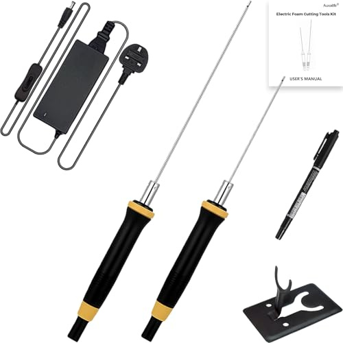 Hot Wire Foam Cutter with UK Plug, 36W Electric Polystyrene Cutter with 2Pcs Hot Cutting Pen (5CM & 10CM), Higher Temperature, for Foam Carving Styrofoam Cutting, Detail Handling, DIY Crafts