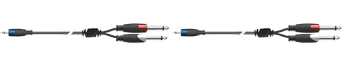 QUIK LOK - SX/30-K Cavo Adattatore 3 m Minijack Stereo 3.5 mm a 2 x Jack Mono 6.3 mm, Serie STRIX, Nero (Confezione da 2)