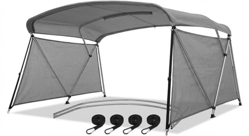 with 600D Aluminum Alloy 3Bow Marine Sunshade - Water-Resistant, UV Protection, Durable, Boat Canopy, Marine Awning