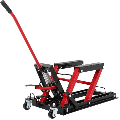 Gatos para Coche Gato de Tijera de Capacidad de 1500LB, Gato Elevador hidráulico para Motocicleta, Altura de elevación Ajustable de 4,7-14,57 Pulgadas Gato de elevación(Red)