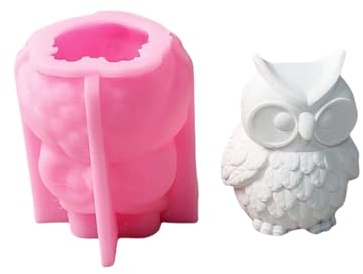ZwaitL Moldes de silicona con forma de búho en 3D para hacer jabón, cemento, yeso, moldes de silicona para manualidades
