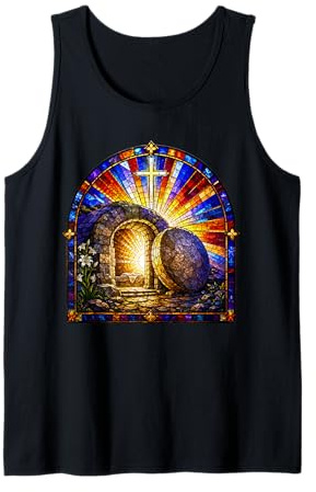 Resurrección Tumba Vacía Cruz Catedral Mosaico Arte Fe Camiseta sin Mangas