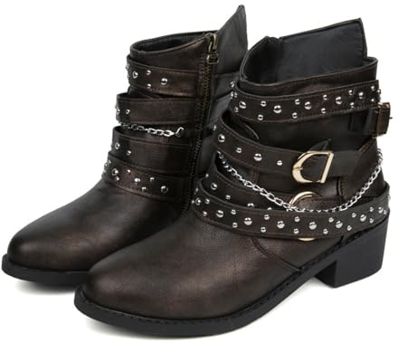 Generisch Bottines Chelsea en cuir pour femme avec talon, bottines à plateforme pour femme, bottines en cuir, bottes à tige large, bottes pour femme, pour loisirs, mariage, fête