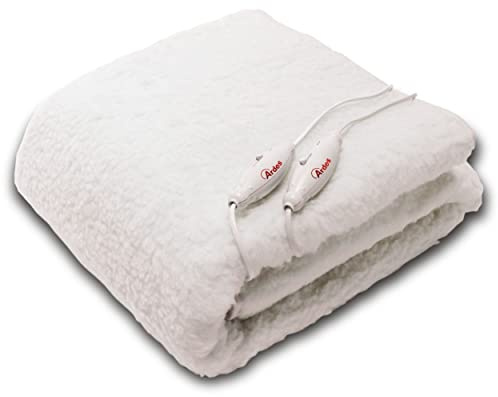 ARDES - AR4AM22 Chauffe-lit 2 Places Électrique MORPHEO Couverture Chauffante 2x60W, Surmatelas Chauffant Lit 2 places Électrique 2 Zones Chauffage, Couverture Thermique Électrique 100% Laine