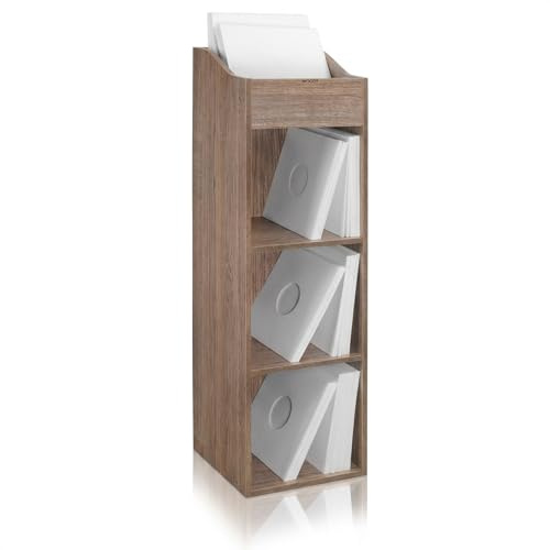 Zomo VS-Box 100/4 Vinyl Aufbewahrungsbox - 370 x 335 x 1270 mm - Walnuss - MDF Holz - Regal für Schallplatten 400 bis 480 LPs