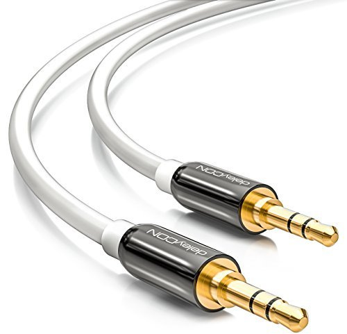 deleyCON 3,0m Klinkenkabel 3,5mm AUX Stereo, Stecker gerade - Weiß | Audio Kabel für PC, Laptop, Handy, Smartphone, Tablet, KFZ und HiFi-Receiver