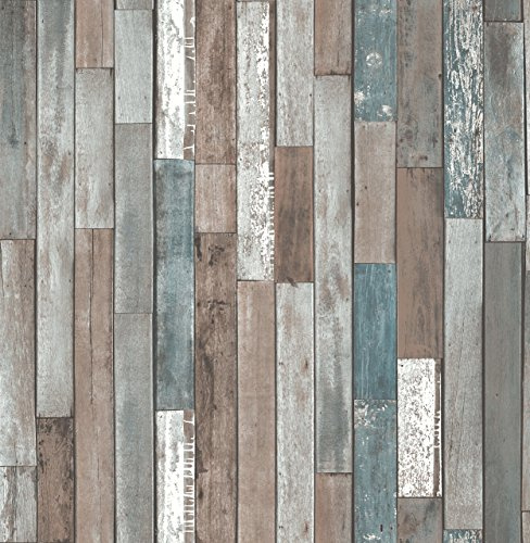 BHF FD40888 Distinctive 4 Wood Reclaim Wallpaper - Blue (2-Piece)