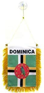 AZ FLAG Autofahne Dominica 15x10 cm Polyester 100D Saugnapf | Für außen Commonwealth Dominica Autoflagge genähte wetterfeste Ausführung 100D Polyester