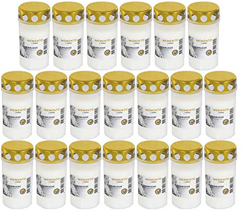 Beste Choice Grablicht Brenner Nr. 3 Weiss mit Deckel | Grabkerzen | Friedhofskerzen | Grablichtkerze | Trauerlicht | Gedenkkerze | Grabdekoration | Grabdeko (20er Pack)