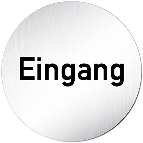 Türschilder24 XXL Türschild • Ø 100 mm rund • Schild Eingang • aus veredeltem Aluminium Vollmaterial • geschliffene Edelstahloptik • 100% Made in Germany