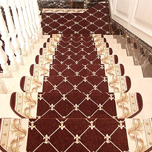 LIVEINU Selbstklebend Stufenmatten Treppen Teppich Halbrund Waschbar Starke Befestigung Anthrazit Klassisch Treppen-Matten 24x80cm (15 Stück) Kaffee 3