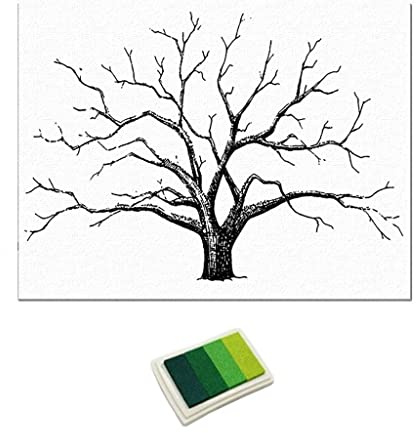 LOVIVER DIY Fingerabdruck Hochzeitsbaum Gästebuch Hochzeitsdeko, Grün