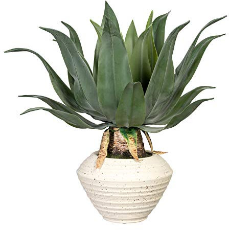 Creativ green Planta artificial Agave Americana en cuenco de cerámica de color crema (45 cm)