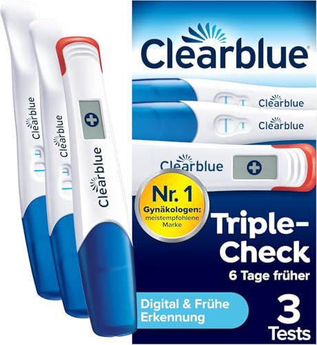 Clearblue Schwangerschaftstest Triple-Check Ultra Früh Kombipack, Ergebnisse 6 Tage Früher, 3 Tests
