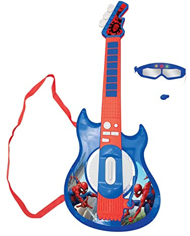 Lexibook, Spider-Man, Gitarr med elektrisk belysning och mikrofon, Glasögon med mikrofon, Demolåtar, 2 spellägen, Plug for MP3, blå/röd, K260SP