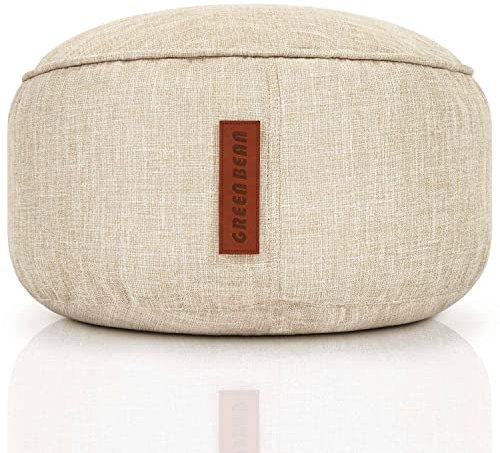 Green Bean Sitzsack-Hocker 45x25cm mit EPS-Perlen Füllung - Fußhocker Fußkissen Sitz-Pouf für Sitzsäcke - Bodenkissen für Kinder und Erwachsene - Fußablage Sitzkissen Sitzhocker Sand