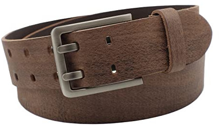 NK Belt GmbH Handgemachter Herren Ledergürtel aus Büffelleder mit Doppeldorn Schnalle, Made in Germany, Anzug Jeans Gürtel 43mm #DD-15 (Braun, 85cm Gesamtlänge 100cm)