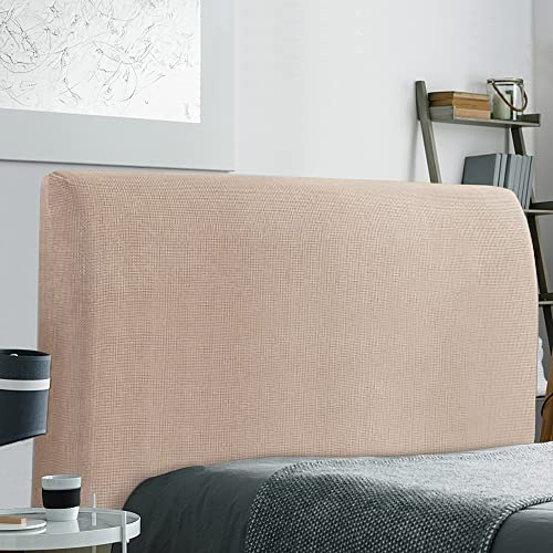 TIANSHU Stretch-Bettkopfteilbezüge Kopfteilbezug Wandschutz Dehnbare Staubdichter Bettkopfschutzbezug für Schlafzimmerdekoration (Länge 180 cm-205 cm, Sand)