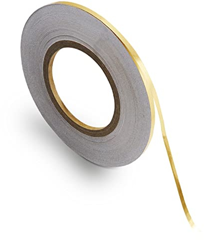 Cinta de espejo metalizada de líneas de lámina dorada, pegatina autoadhesiva de costura de azulejos, cinta de decoración impermeable para pared, gabinete, cocina (0,5 cm x 50 metros, dorado)