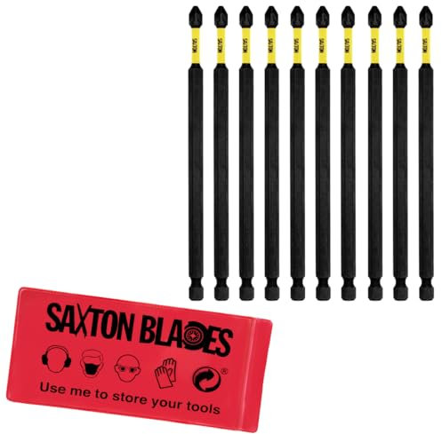 10 x Saxton PZ2 152mm Long Magnetic Impact Duty Pozi-Drive Screwdriver Drill Driver Bits for Dewalt Milwaukee Bosch Makita etc